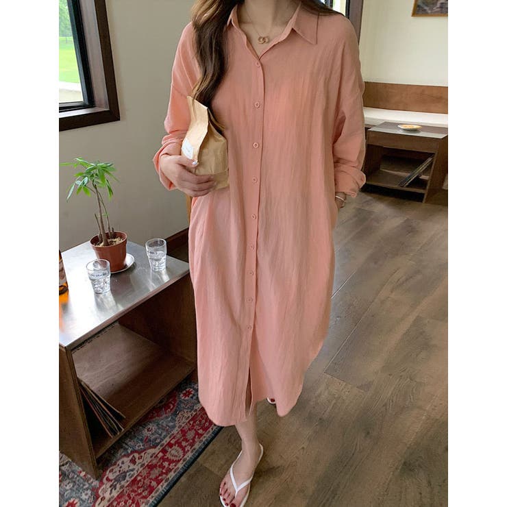 ピンク | ロングシャツワンピース レディース トップス | NinaetLina