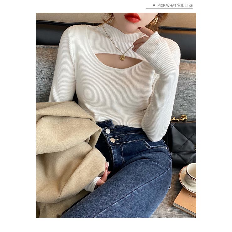 ホワイト | リブニットソー レディース トップス | NinaetLina