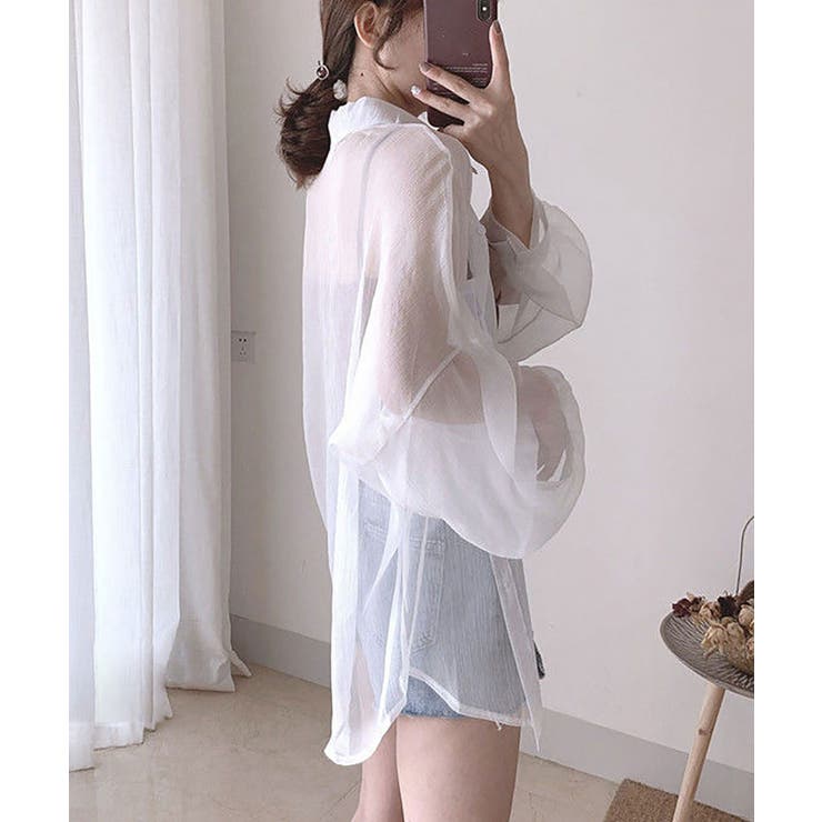 シアーシャツブラウス カーディガン 夏 | NinaetLina | 詳細画像4 