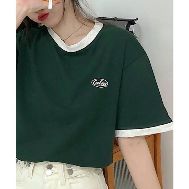 バイカラーTシャツ 韓国半袖 カジュアル | NinaetLina | 詳細画像1 