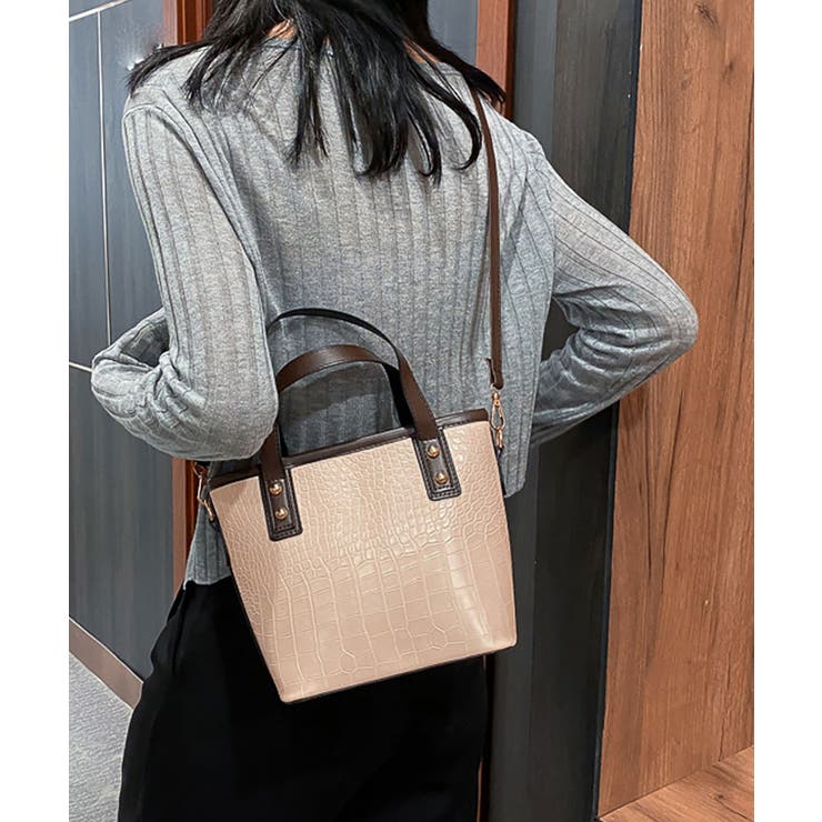 ピンクベージュ | バケツバッグ PUレザー ハンドバッグ | NinaetLina