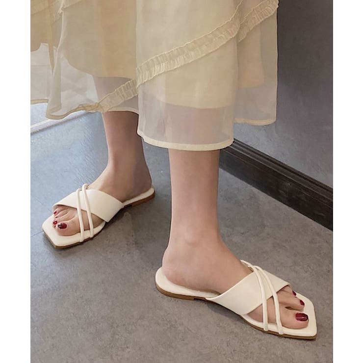 アイボリー | フラットサンダル 美脚 スリッパ | NinaetLina