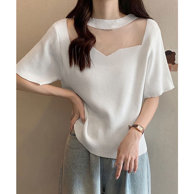 サマーニット 胸元シースルー リブニット | NinaetLina | 詳細画像3 