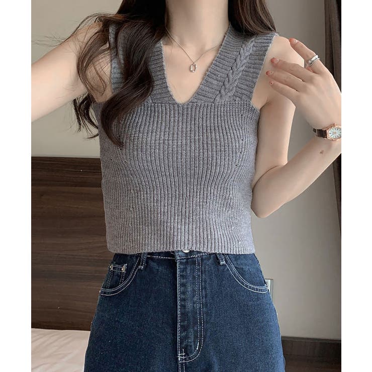 グレー | タンクトップ ショート丈 サマーニット | NinaetLina