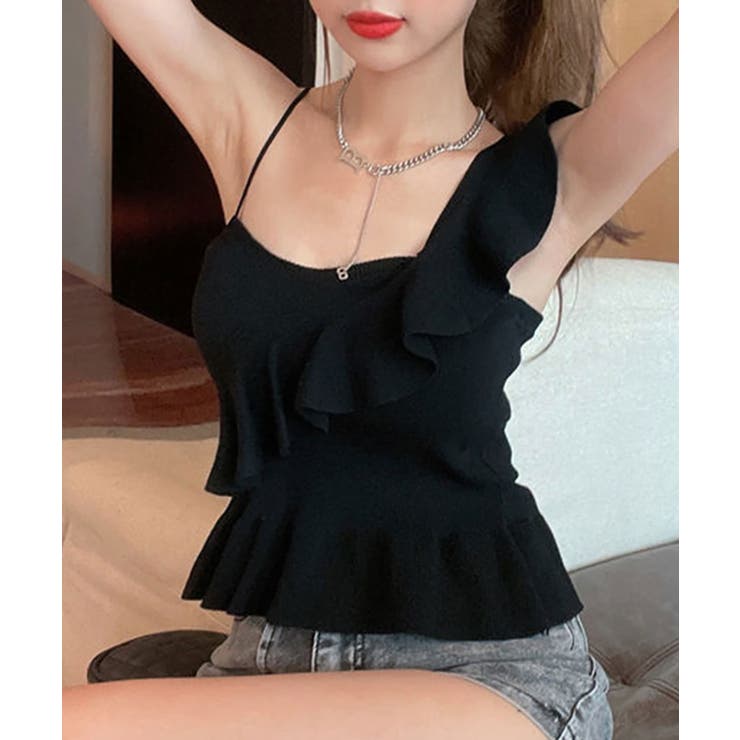 リブキャミソール フリル タンクトップ | NinaetLina | 詳細画像4 