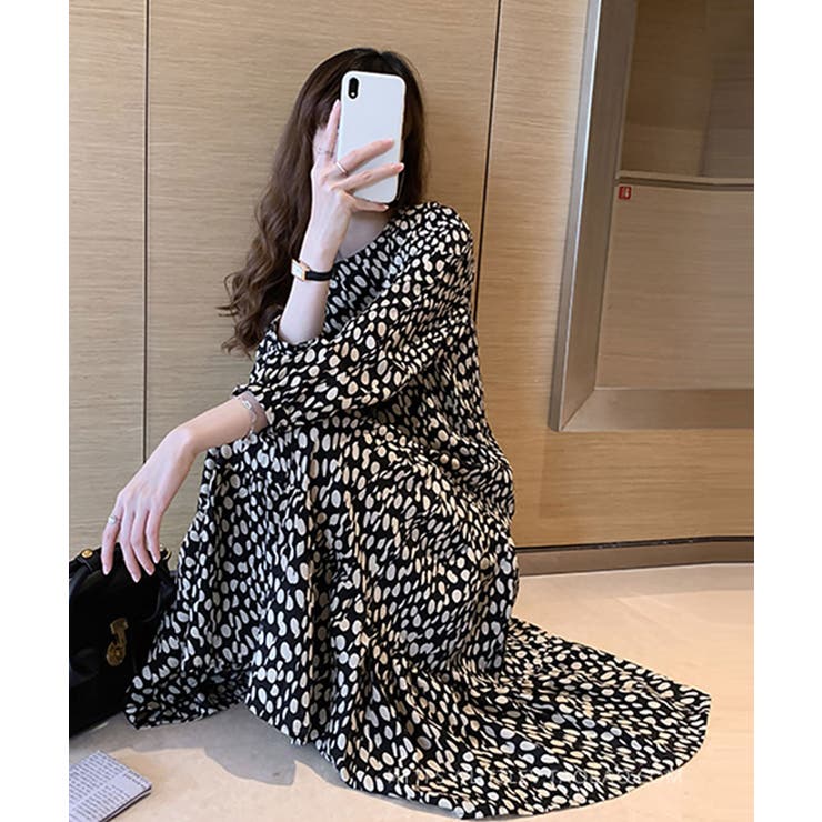 ワンピース ドット柄 シフォンワンピース[品番：NELW0001765