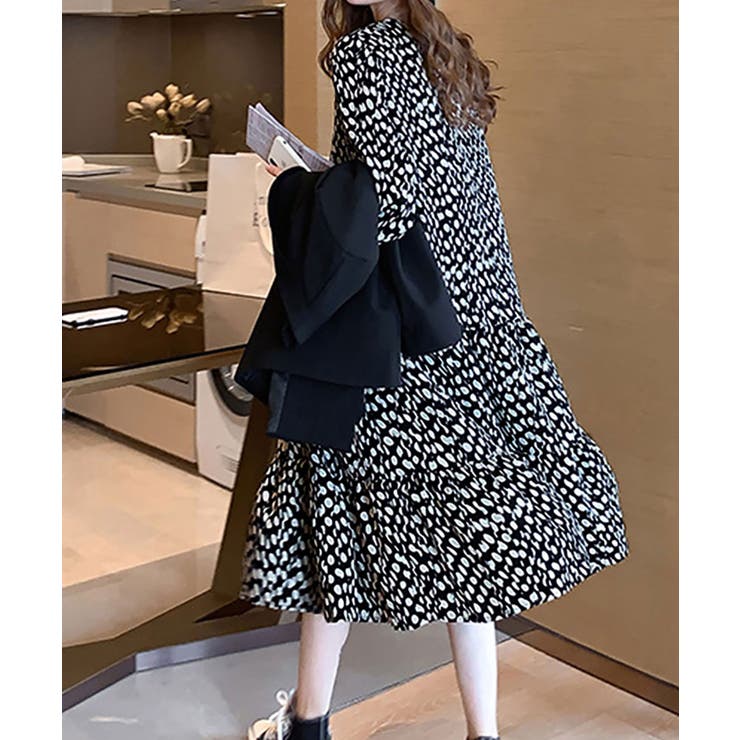 ワンピース ドット柄 シフォンワンピース[品番：NELW0001765