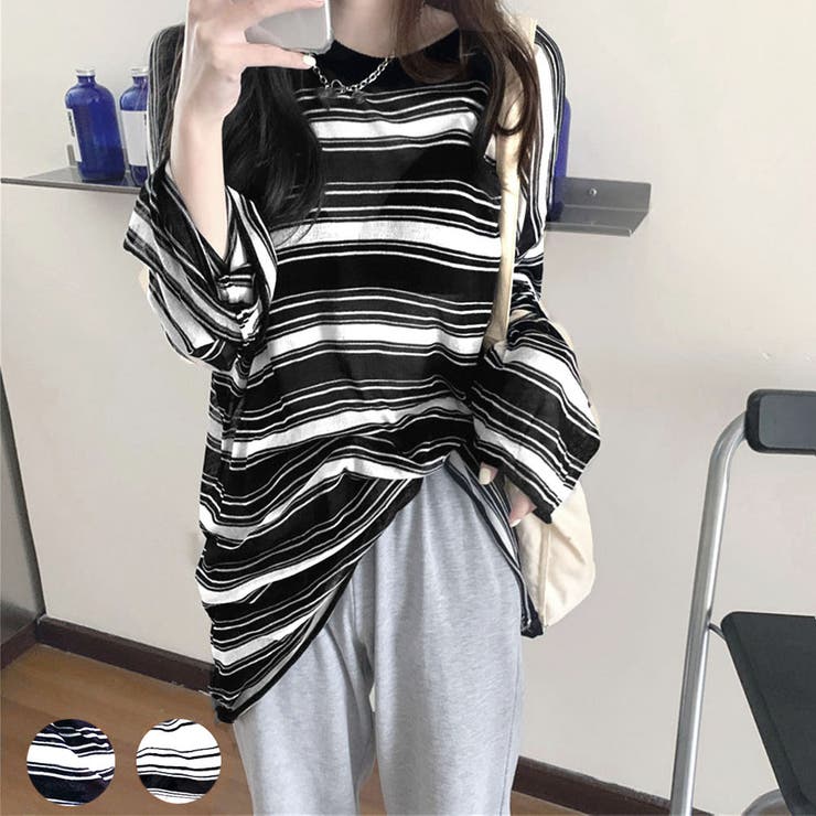 ボーダーカットソートップス＜大きいサイズ有＞【OtonaSMILE