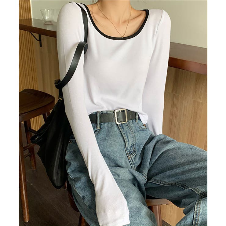 ホワイト | 無地リンガーカットソー レディース トップス | NinaetLina