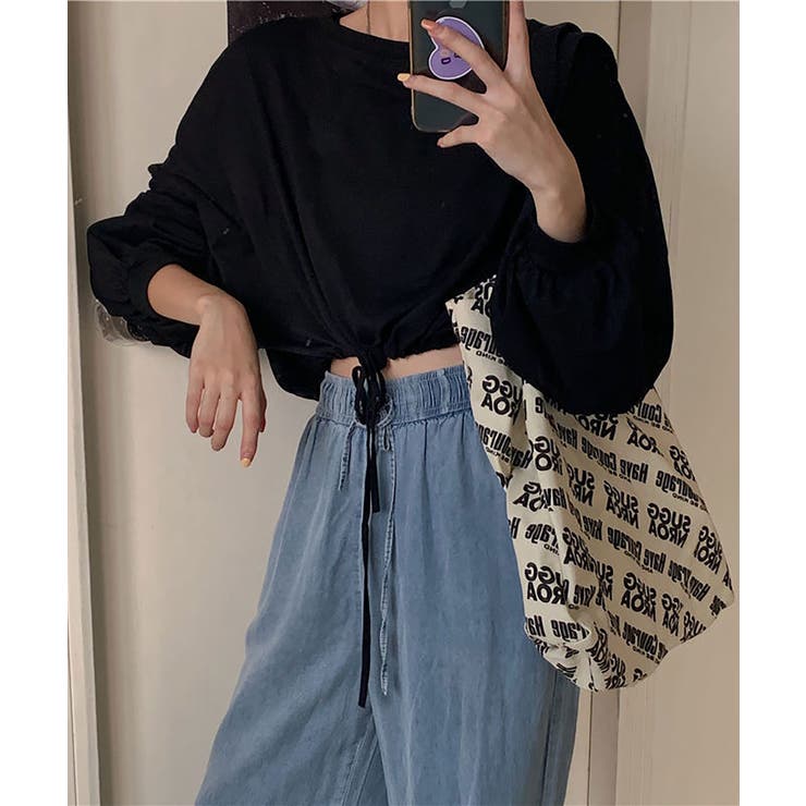 裾ドロストショート丈トップス レディース ロングTシャツ | NinaetLina | 詳細画像5 