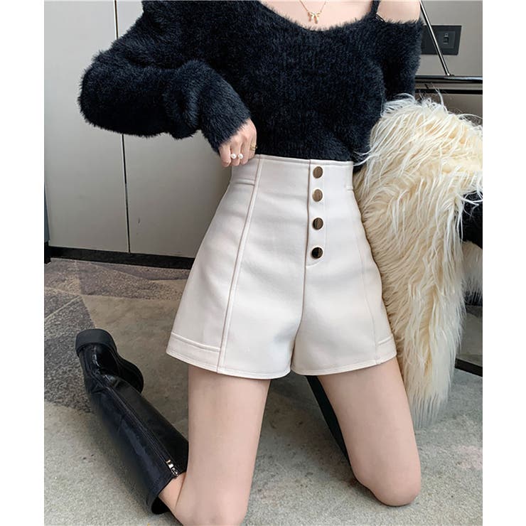 【3点セット】ハイウエストショートパンツ、BIGレースカットソー、付け襟 3点セット】ハイウエストショートパンツ、BIGレースカットソー