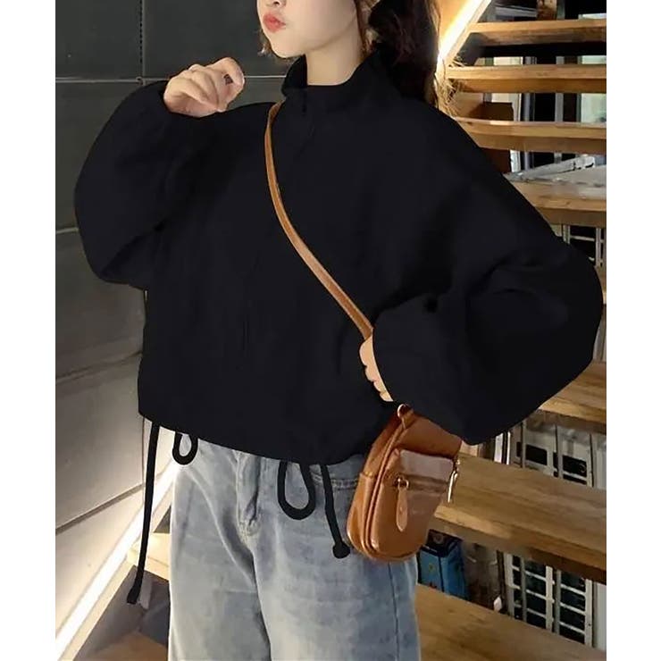 ブラック | クロップド丈ミリタリージャケット レディース ショート丈トップス | NinaetLina