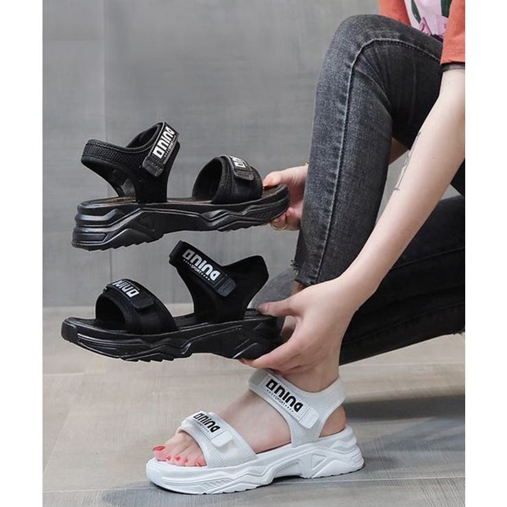 厚底スポーツサンダル ベルクロ レディース | NinaetLina | 詳細画像1 