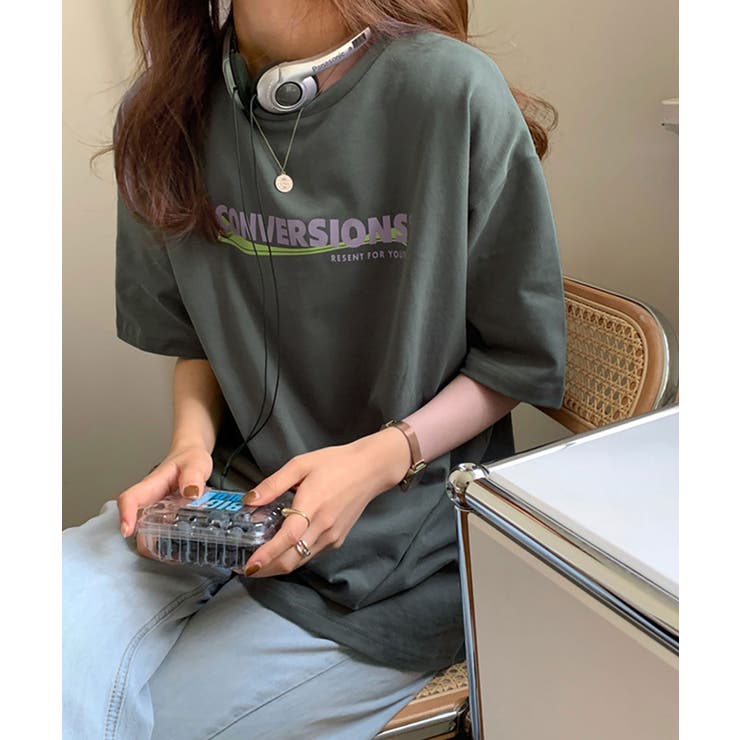 Tシャツレディースカットソー半袖英字ロゴ プリントtシャツ カジュアル | NinaetLina | 詳細画像1 
