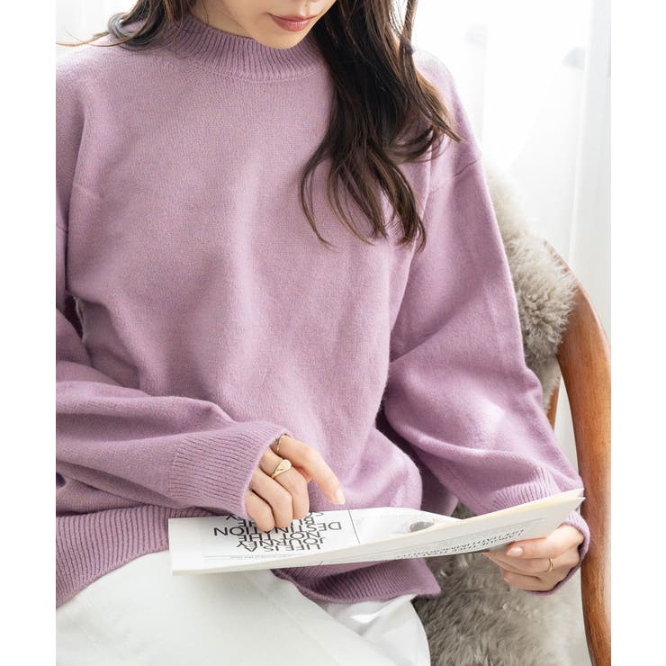 パープル | ミックスカラーオーバーニット レディース プルオーバー | NinaetLina