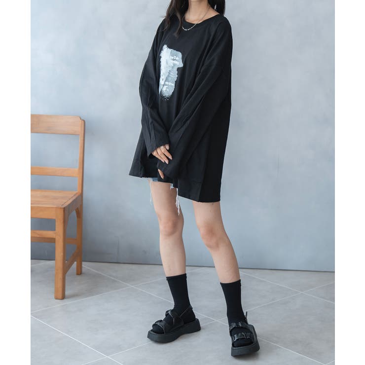 前プリント ビックシルエット ロング Tシャツ | NinaetLina | 詳細画像4 