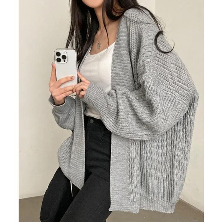 グレー | ニット カーディガン ミドルゲージ | NinaetLina