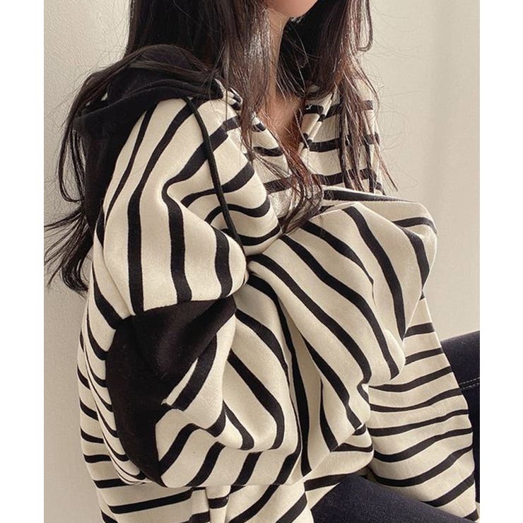 Vネックボーダープルパーカー | NinaetLina | 詳細画像3 