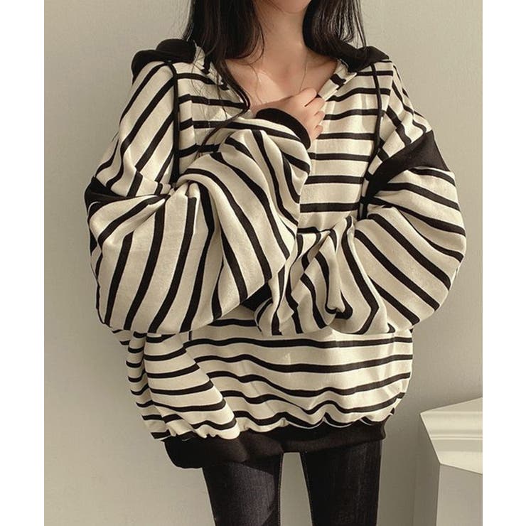 Vネックボーダープルパーカー | NinaetLina | 詳細画像5 