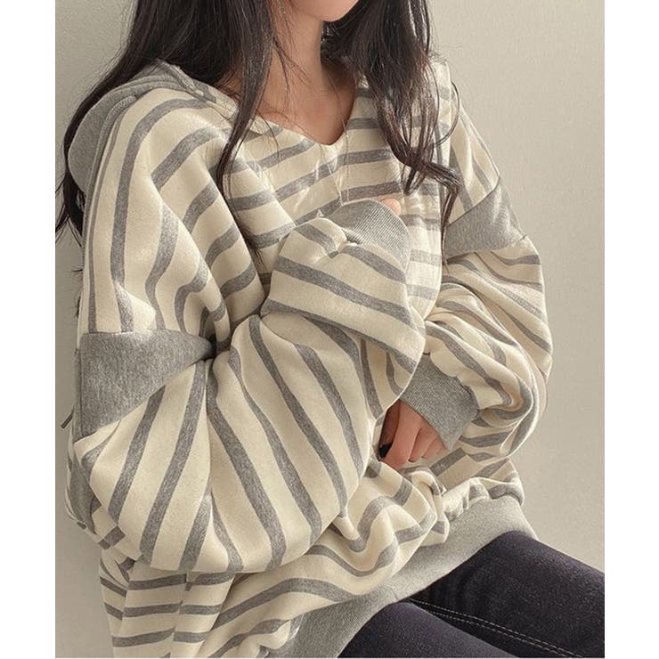 Vネックボーダープルパーカー | NinaetLina | 詳細画像9 