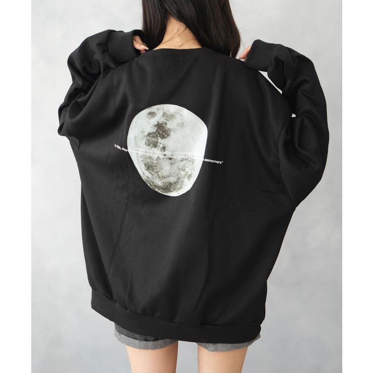 ブラック | フルムーンバックプリントスエット | NinaetLina