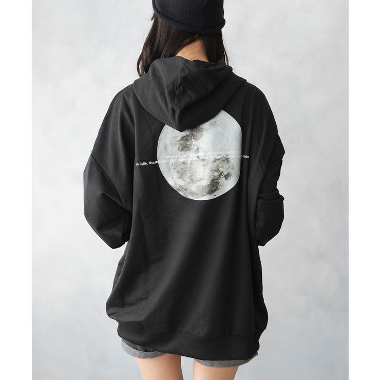 薄手 フルムーン バックプリント プルパーカー | NinaetLina | 詳細画像1 