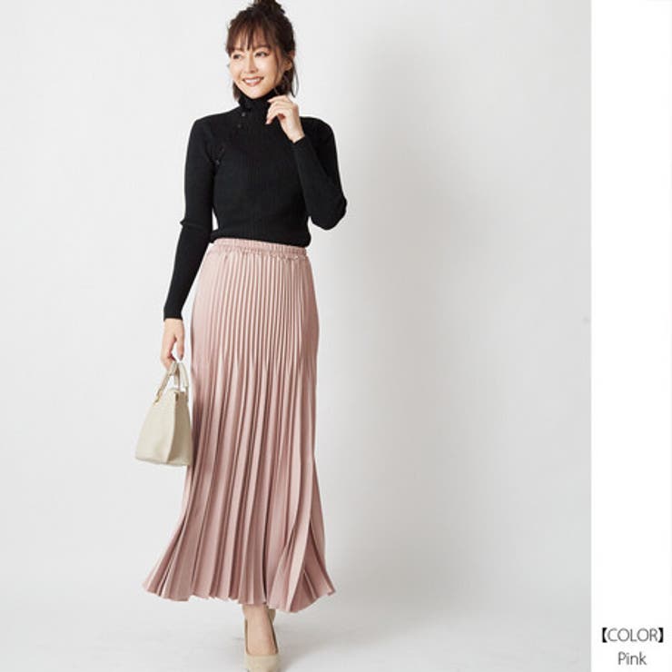 梅春カラー入荷 マットサテン ランダムプリーツスカート[品番