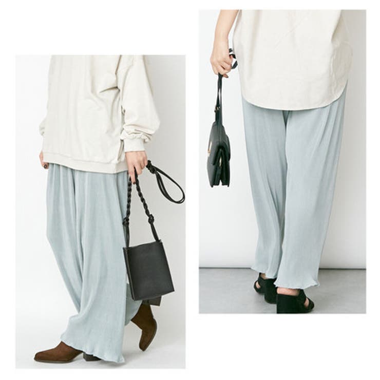 ミントグリーン(60) | ナロープリーツカット ストレートイージーパンツ レディース | NinaetLina