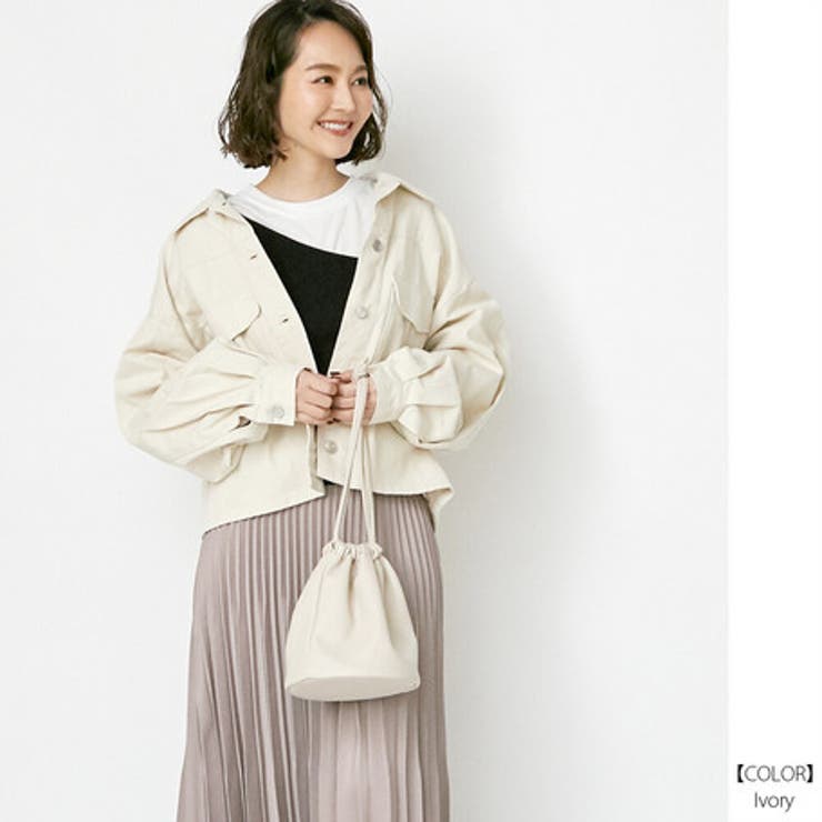 コットンツイル ボリューム袖CPOショートジャケット レディース[品番 