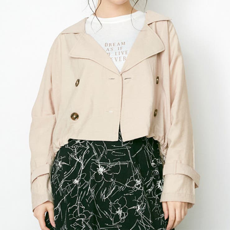 シアー素材 裾ドロストショートトレンチコート レディース | NinaetLina | 詳細画像3 