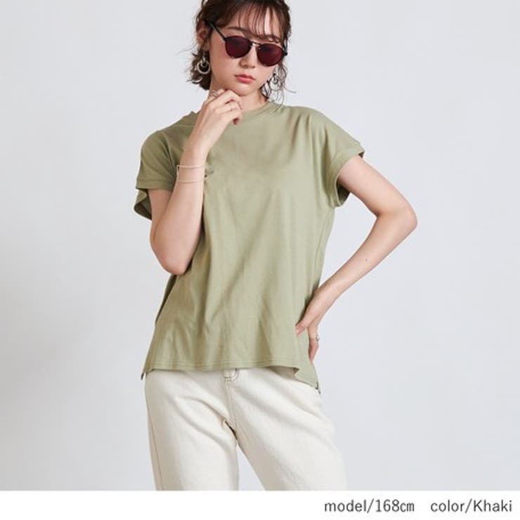 カーキ(64) | クルーネック フレンチスリーブTシャツ カットソー | NinaetLina