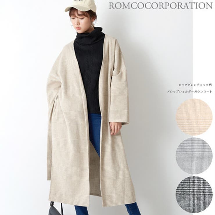 ビッググレンチェック柄 ドロップショルダーガウンコート レディース | NinaetLina | 詳細画像1 