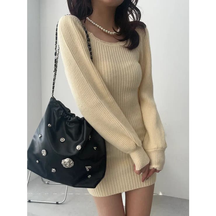 スクエアネックニットワンピース レディース ニット | NinaetLina | 詳細画像9 