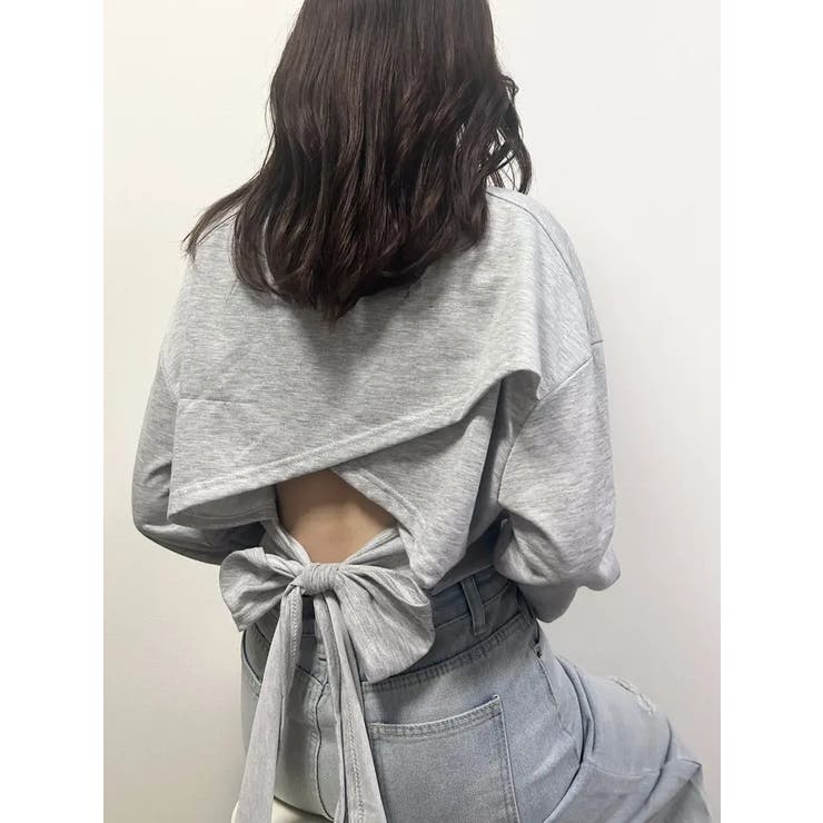 バックリボン長袖プルオーバーバックシャントップス レディース トップス | NinaetLina | 詳細画像13 