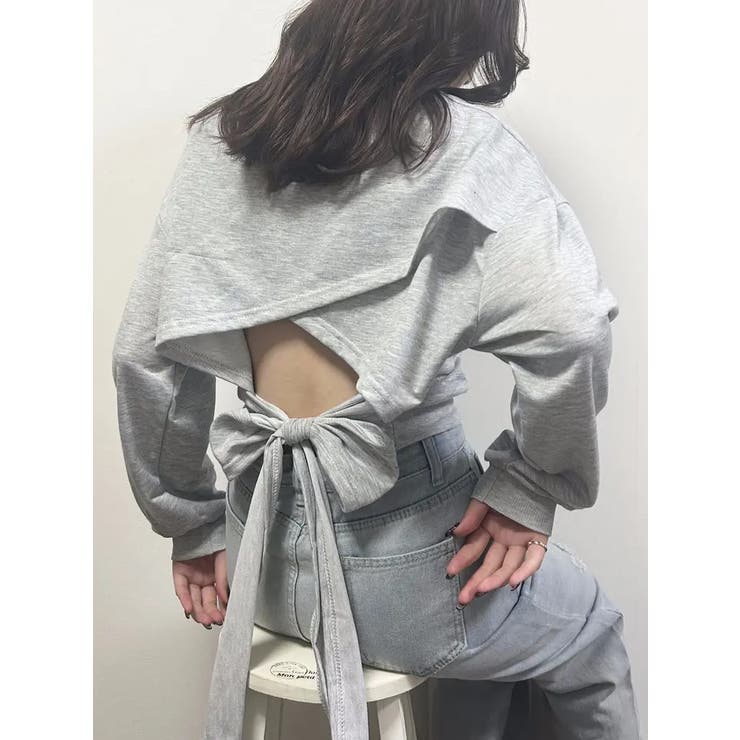 バックリボン長袖プルオーバーバックシャントップス レディース トップス | NinaetLina | 詳細画像14 