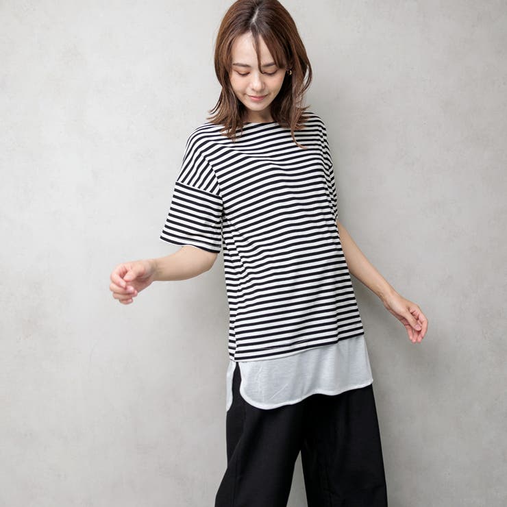 フェイクレイヤード ボーダー チュニックワンピース | NinaetLina | 詳細画像11 