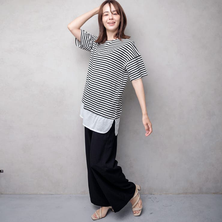 フェイクレイヤード ボーダー チュニックワンピース | NinaetLina | 詳細画像13 