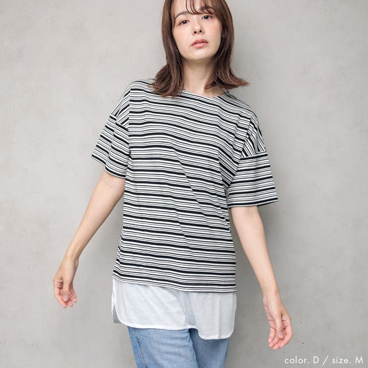 フェイクレイヤード ボーダー チュニックワンピース | NinaetLina | 詳細画像14 