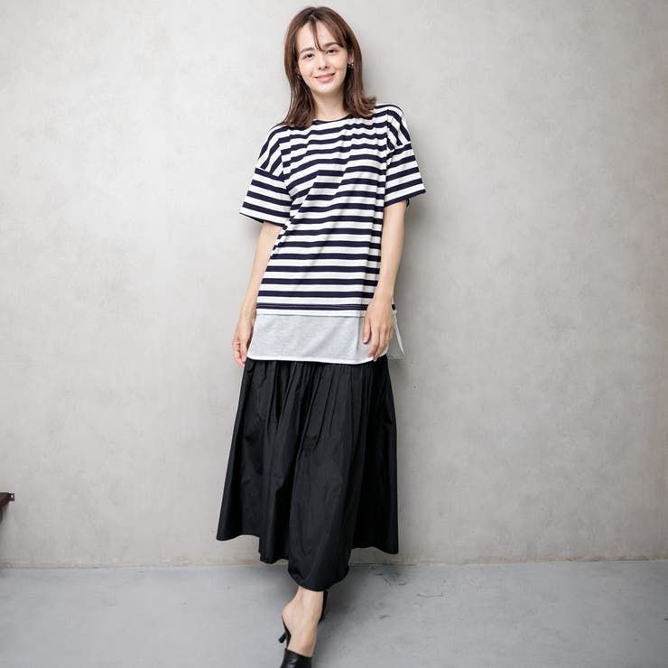 フェイクレイヤード ボーダー チュニックワンピース | NinaetLina | 詳細画像4 