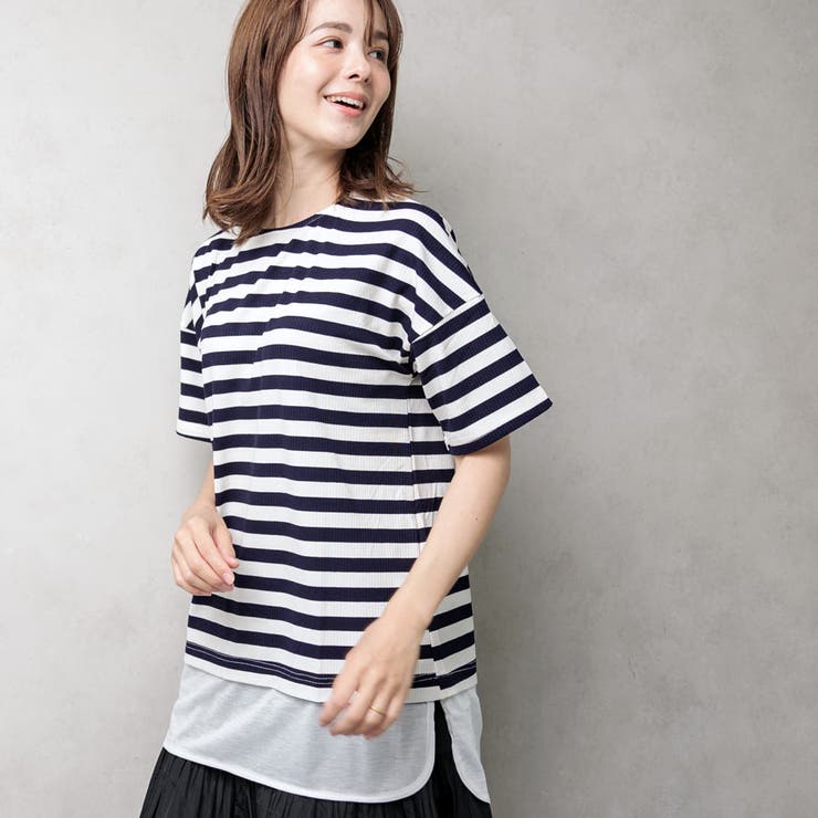 フェイクレイヤード ボーダー チュニックワンピース | NinaetLina | 詳細画像5 