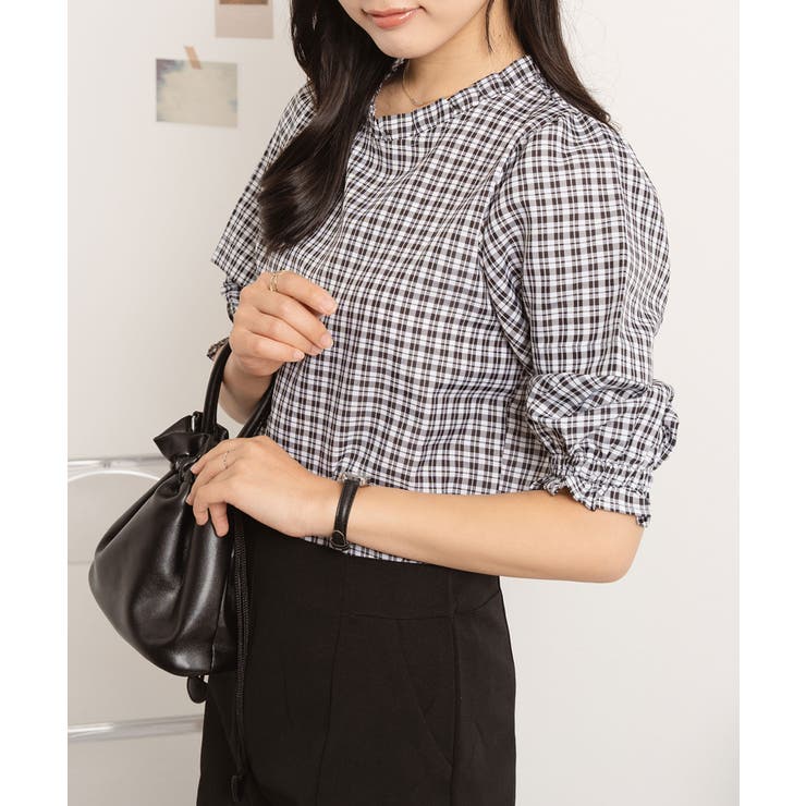 商品画像：スーピマサイロギンガムチェック長袖シャツ（WOMENアウター 4