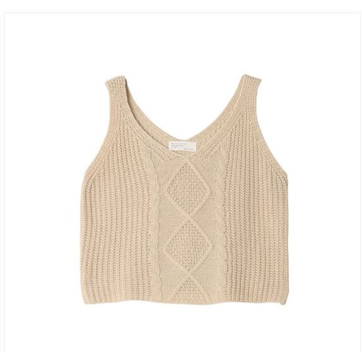 ベージュ | ショート丈ニットタンクトップ レディース トップス | NinaetLina