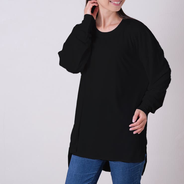 ブラック | サイドスリットカットソー レディース トップス | NinaetLina