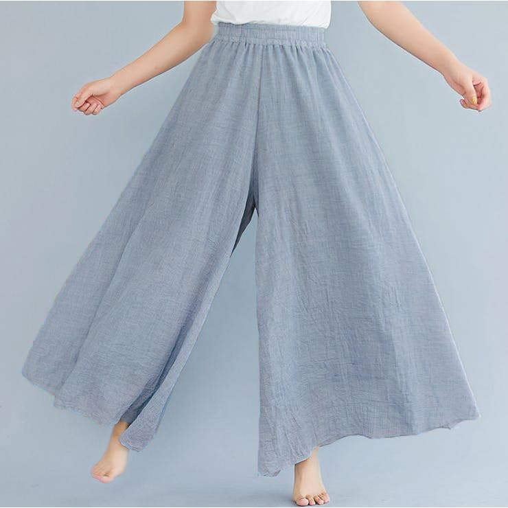 サックス | 丈が選べるフレアガウチョパンツ レディース ボトムス | NinaetLina