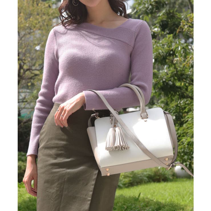 ホワイト/グレー | ハンドバッグ レディース 黒 | ninon