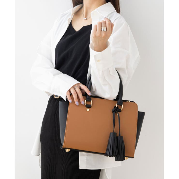 キャメル/ブラック | ハンドバッグ レディース 黒 | ninon