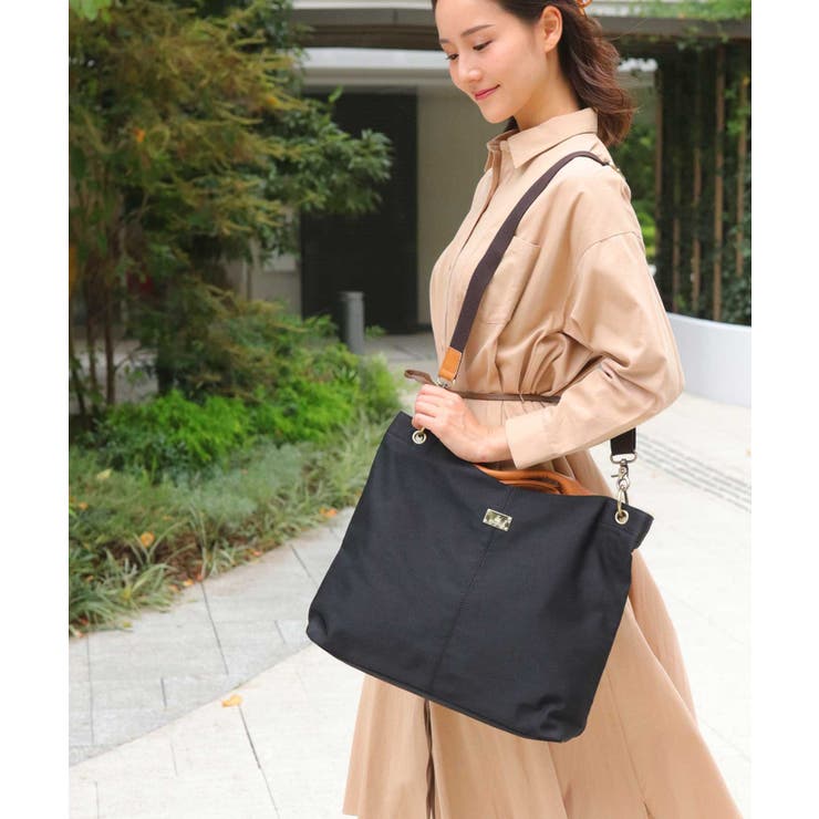 ナイロンブラック/キャメル | 斜めがけバッグ ハンドバッグ レディース | ninon