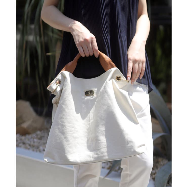 コットンオフホワイト/キャメル | 斜めがけバッグ ハンドバッグ レディース | ninon