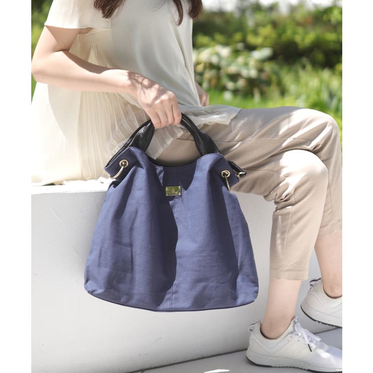 コットンネイビー/ブラック | 斜めがけバッグ ハンドバッグ レディース | ninon