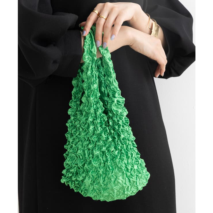 グリーン | エコバッグ おしゃれ くしゅくしゅ | ninon